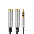 1Male-2Female 3.5mm TRS Stereo Mic/Audio Splitter Cable